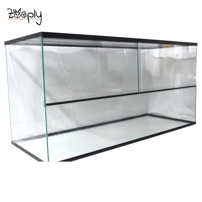 Zooply Glazen terrarium voor hamsters, gerbils en muizen - Verblijf met schuifdeuren - Ventilatierooster - 120 x 50 x 50 cm - Zwart