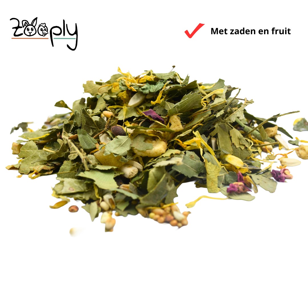 Strooikruiden met fruit voor knaagdieren – Foerageermix met diverse kruiden en zaden – Zooply – 250 gram