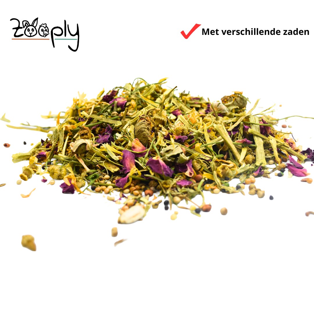 Strooibloemen met luzerne en zaden voor knaagdieren – Foerageermix met bloemen en zaden – Speciaal voor knaagdieren - 200 gram