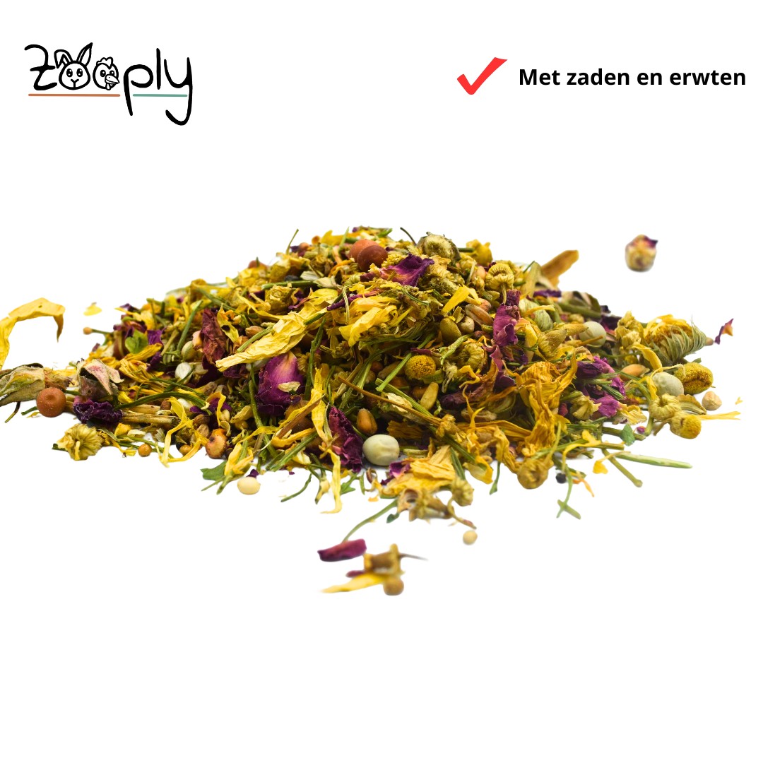 Strooibloemen met erwten en zaden voor knaagdieren – Foerageermix met bloemen en zaden – Speciaal voor knaagdieren - 200 gram