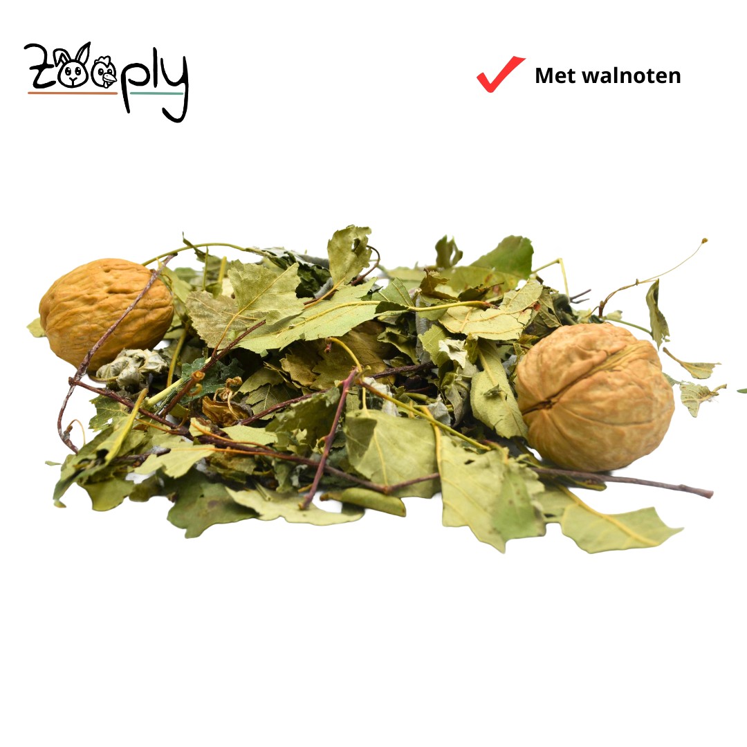 Bosmix met verschillende bladeren en walnoten – Mix voor hamsterscaping – Speciaal voor knaagdieren - 100 gram