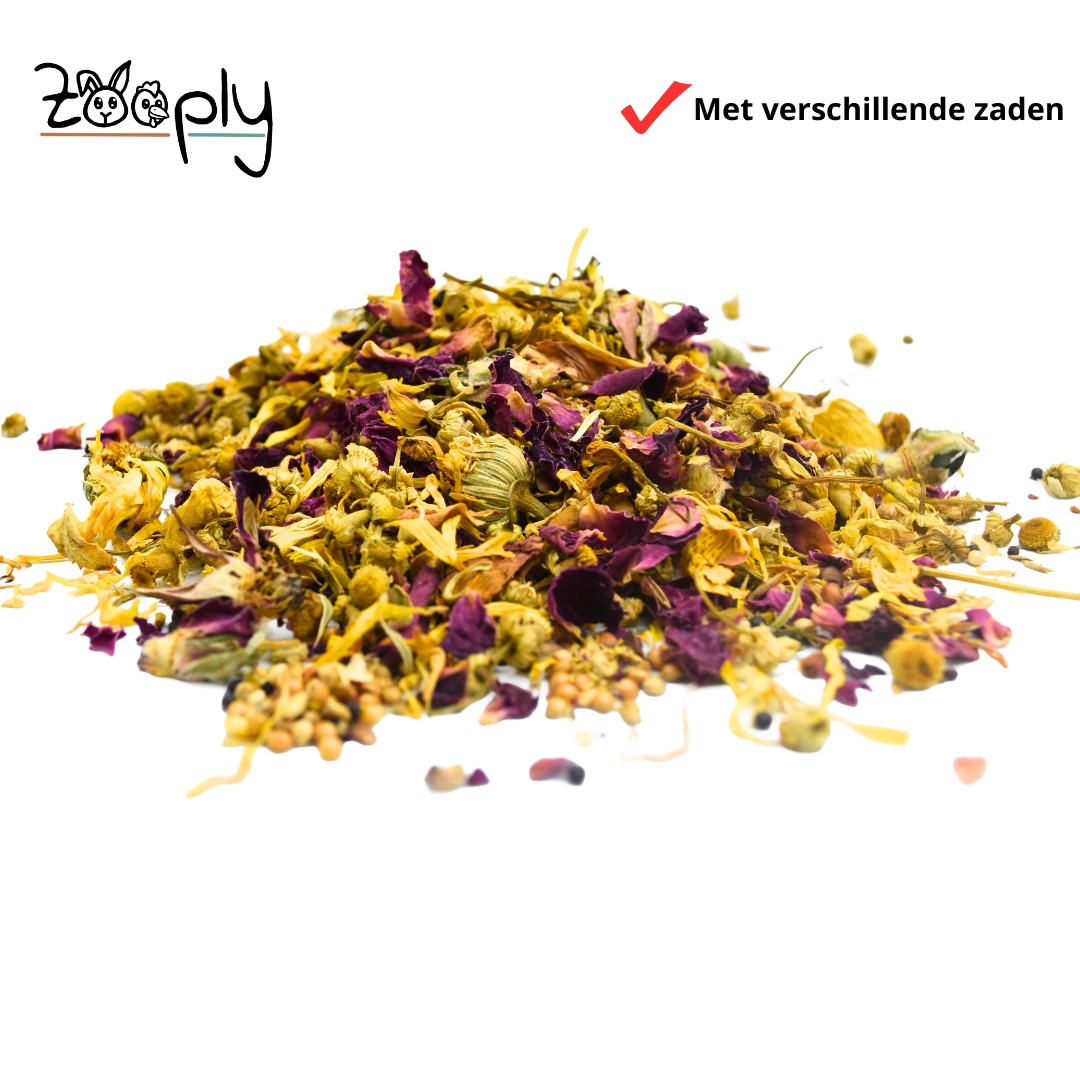Strooibloemen met verschillende zaden voor knaagdieren – Foerageermix met bloemen en zaden – Speciaal voor knaagdieren - 200 gram