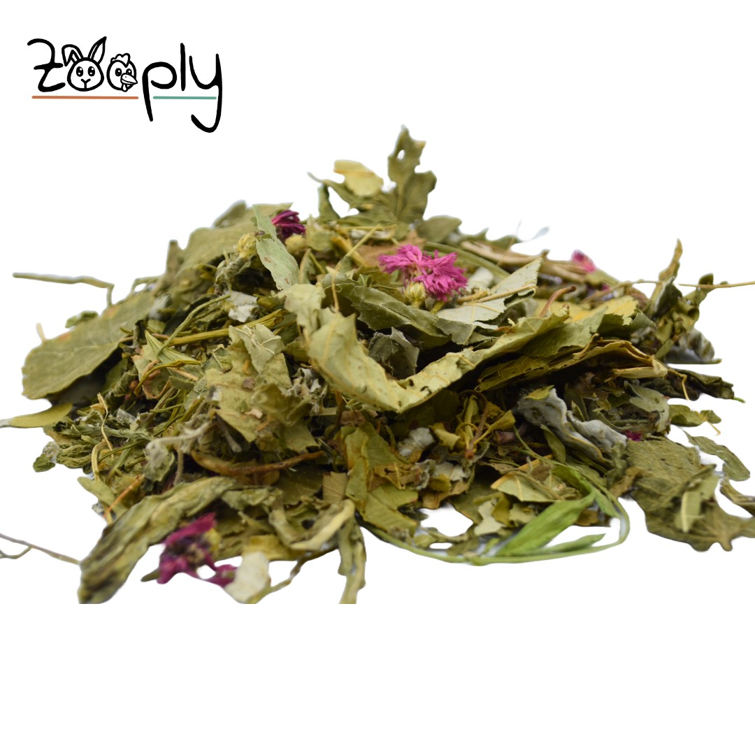 Zooply Blad & Kruidenmix - Mix van gedroogde bladeren en bloemen voor konijnen, cavia's en knaagdieren - 400 gram